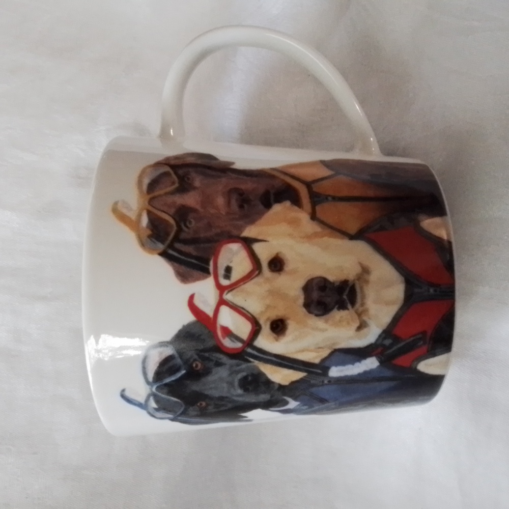 PPD Two Can Art New Bone China Three Snorkeling Dogs coffee mug